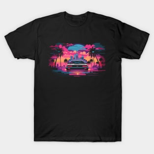 Synthwave Cityscape with Car T-Shirt